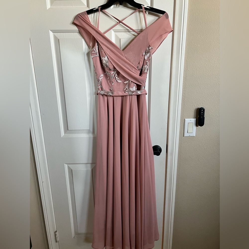 Used Formal Floor Length Light Pink Gown, Size Small